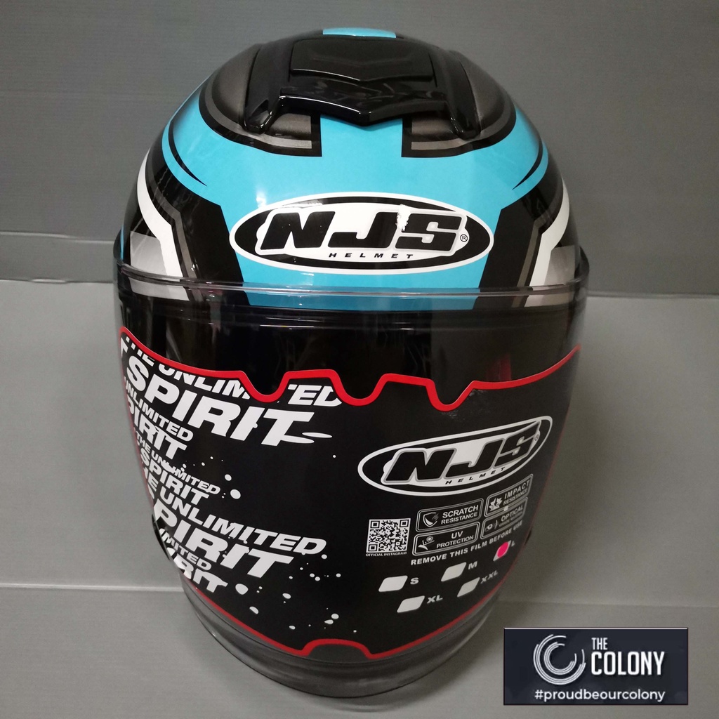 HELM NJS KAIROZ KAIROS MOTIF ZENITH BLACK BLUE DOUBLE VISOR-2