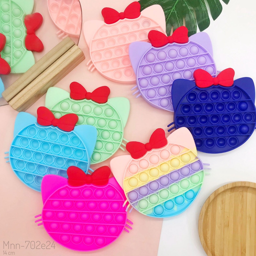 Fidget Push Pop It Mainan Pop It Bubble Bentuk Lucu Rainbow Dan Polos Import-HELLO KITTY