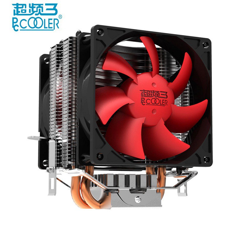 PcCooler Mini CPU Heatsink 2 Heatpipe with 2 Fan 80mm - HS115 - 7JCF01BQ Black/Red