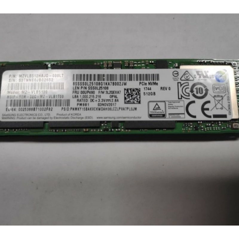 SSD samsung pcie NVMe M. 2 512 Gb