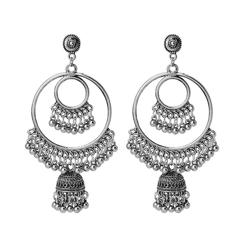 Anting Tusuk Gantung Desain Bulat Besarrumbai Gaya Vintageetnikgipsibohoindianretro Untuk Wanita