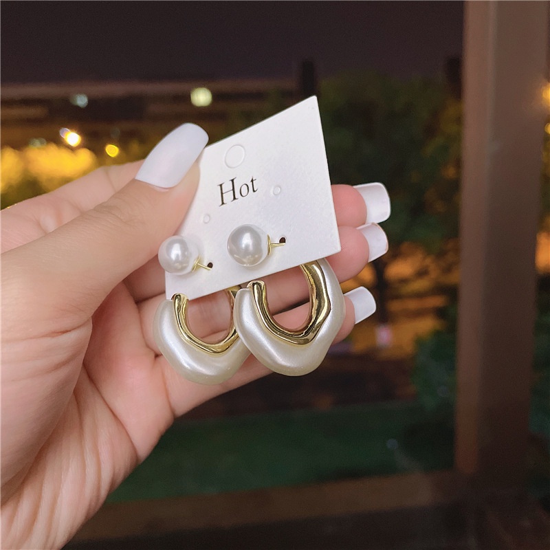 Anting Tusuk Gantung Bahan Sterling Silver 925 Plating Gold Hias Mutiara Gaya Korea Untuk Wanita