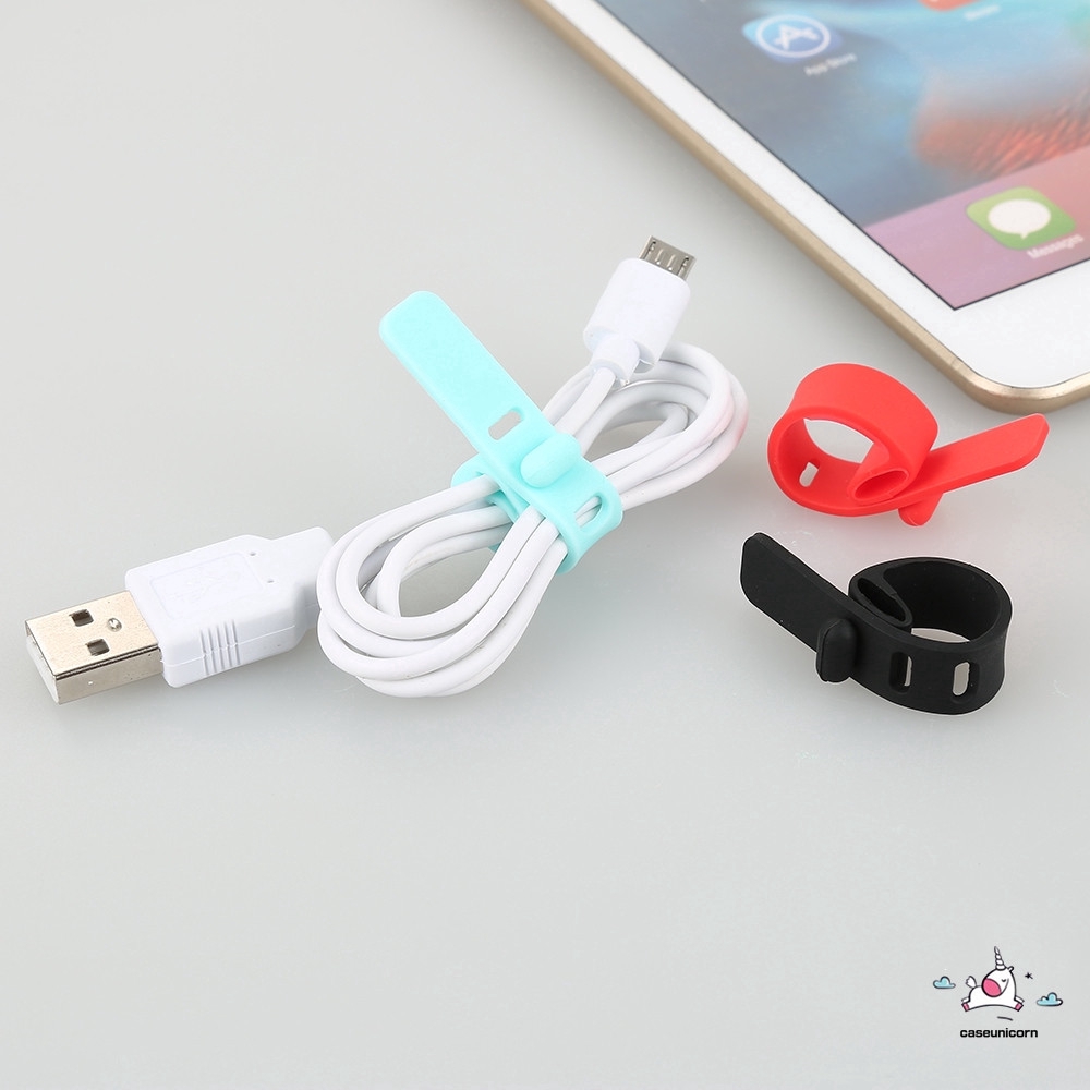 5pcs Holder Organizer Kabel Charger Usb Magnetik Bahan Silikon