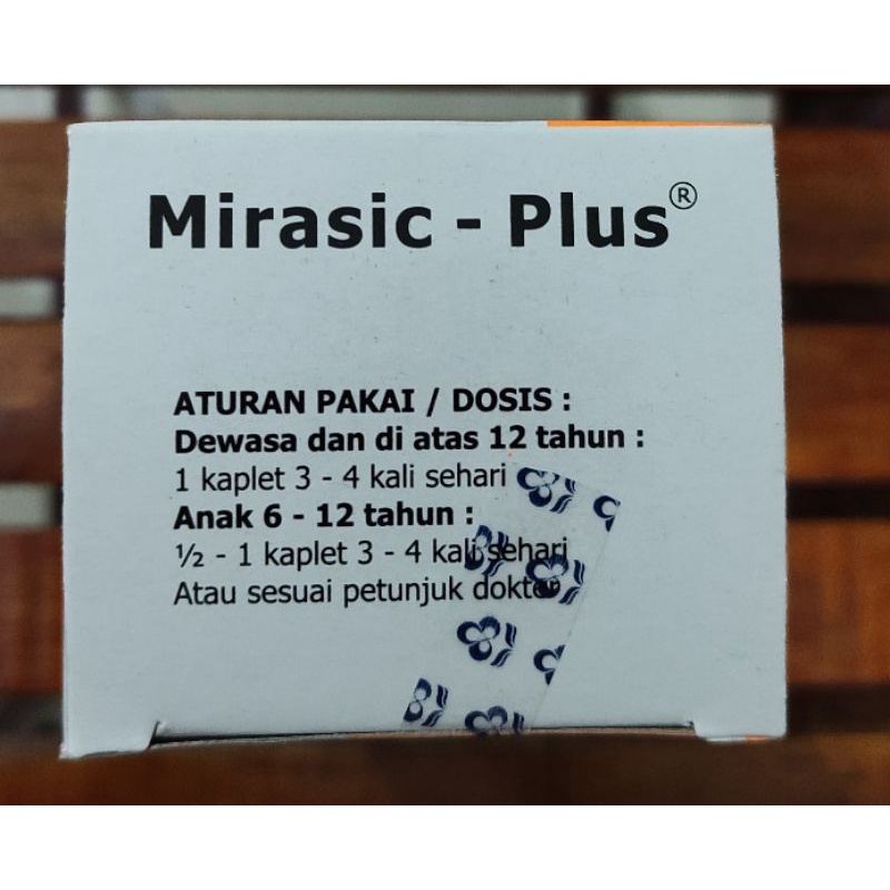 Mirasic Plus Caffeine 10 Kaplet / 650 Mg / Meredakan Demam / Sakit Kepala / Nyeri/ Strip 10 Tablet