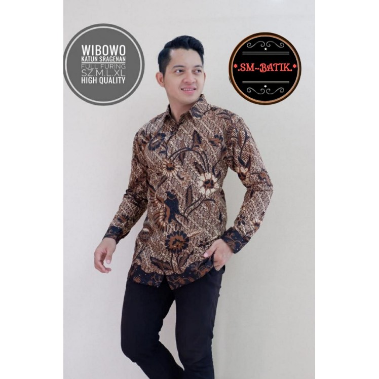 WKemeja Batik Lengan Panjang ibowo ORI SM Katun Sragenan Berfuring