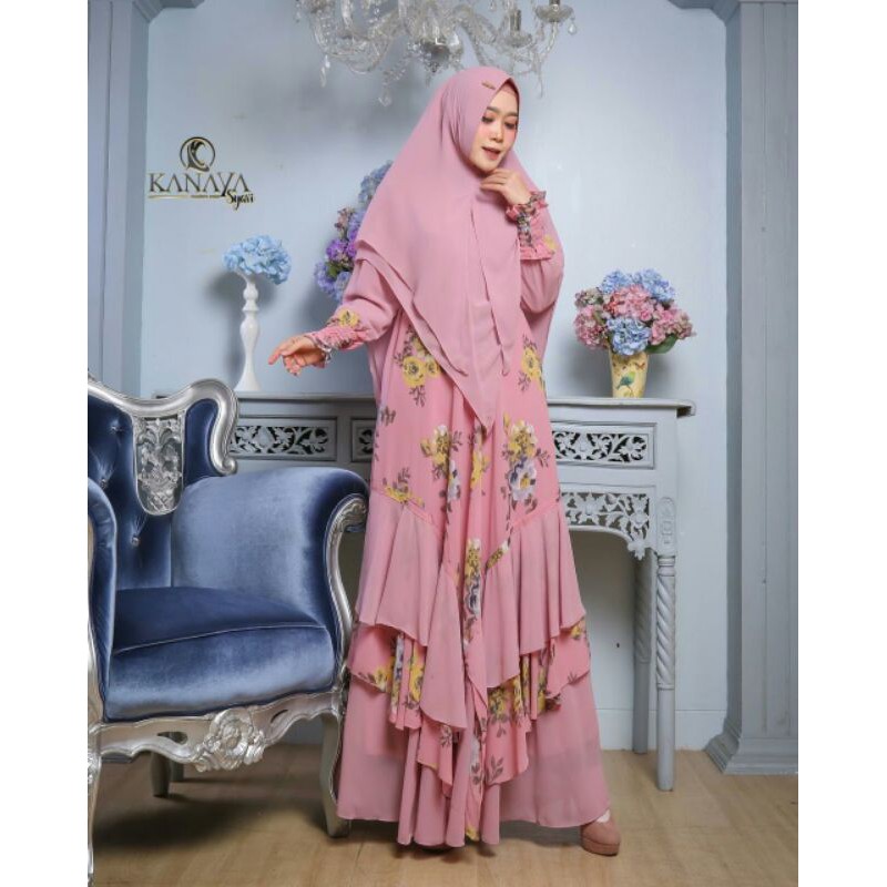 Gamis Syar'i Dhelisa By Kanaya Original / Dress Muslim Wanita Cantik / Ceruty Babydoll Premium ORI