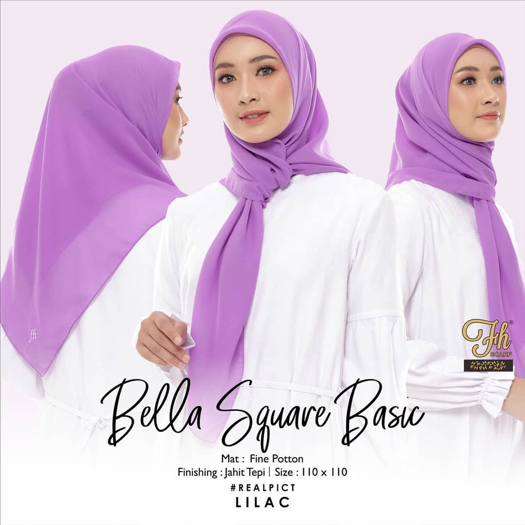 jilbab segiempat polos Bella Square warna Lilac premium