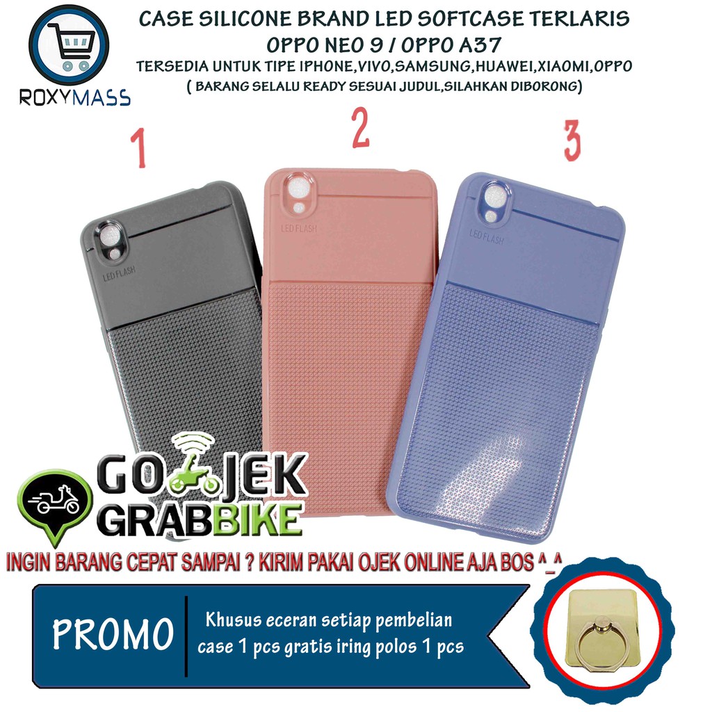 Terlaris Termurah Oppo Neo 9/ A37 Case Merk Led Flash Softcase Keren Silicone HP Kekinian Softshell
