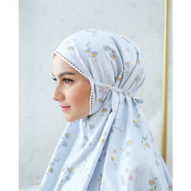 MUKENA DEWASA KATUN JEPANG ORI ZLASSICA 1243 (PEONY DUSTY BLUE)
