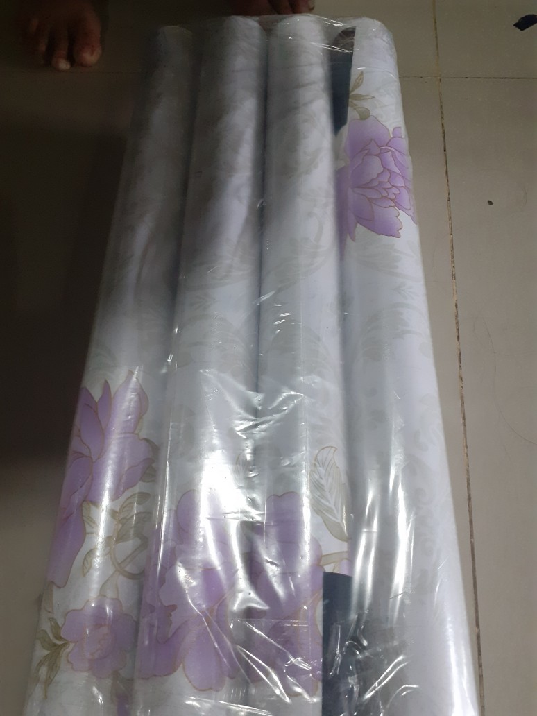 Wps206 Soft Pink List N Purple Flower Walpaper Stiker Wallpaper Sticker 45cmx5m