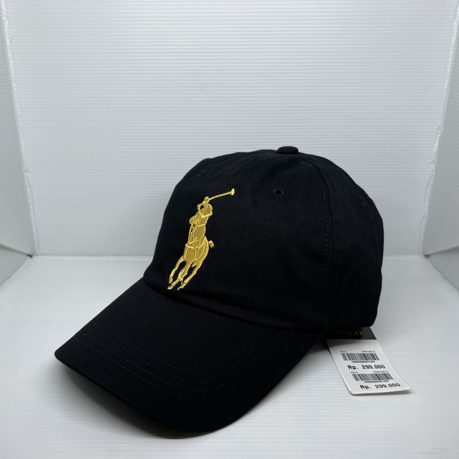 Cap Topi POLO Hitam Big Pony Gold Original