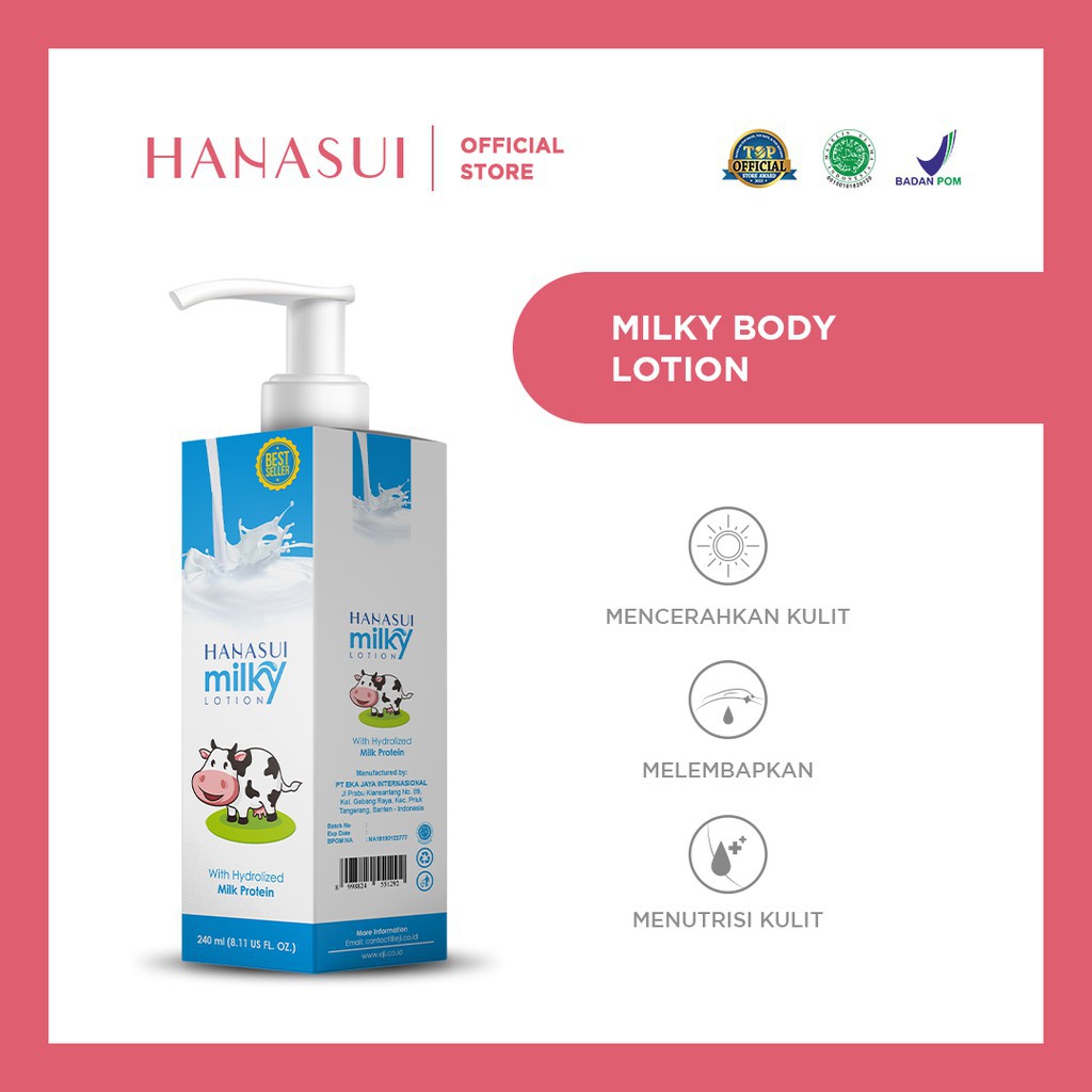 ✨ AKU MURAH ✨[BPOM] Hanasui Milky Lotion BPOM / 240ml / NA18160103317 / Kana Lotion