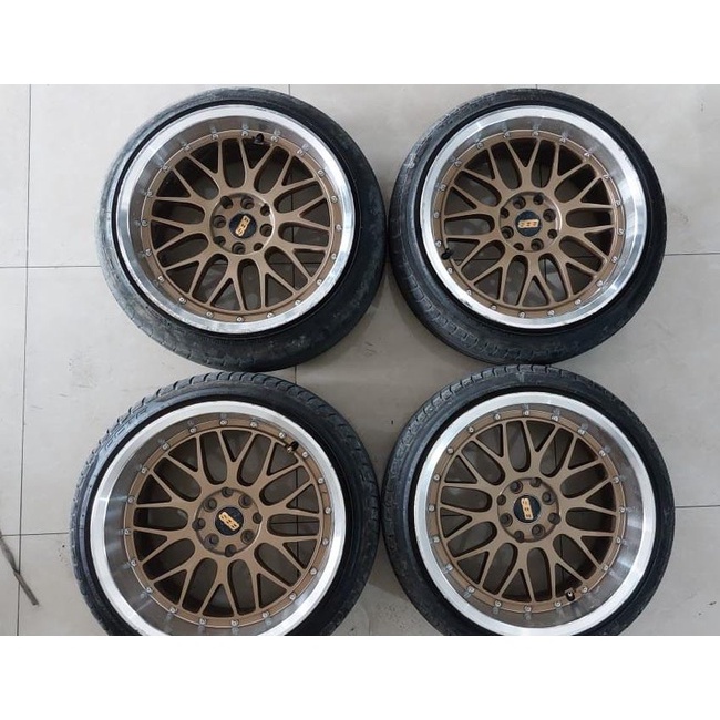 Velg Mobil Bekas BBS Ring 17x8,5/9,5 pcd 4x100/114 & ban 205/45 cocok untuk jazz, yaris, mobilio, xe