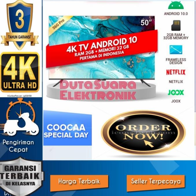 LED TV COOCAA 50 Inch 50S6G PRO ANDROID 10.0 Garansi Resmi Termurah