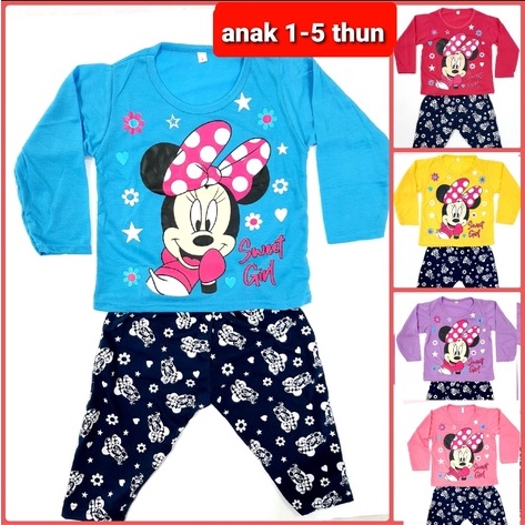 ( Grosir ) 1-5 thun ( MIX uk =S,M,L,XL ) setelan PP kaos anak perempuan ( 50 pcs =1 klik) baju random gambar campur pakaian