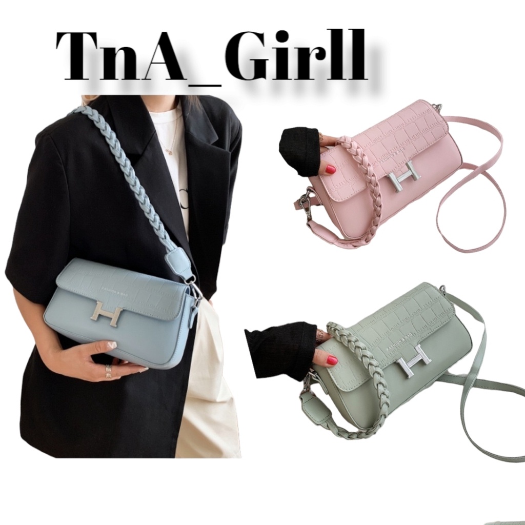TnA_Girll Tas selempang H  tali kepang embos croco #1219 import