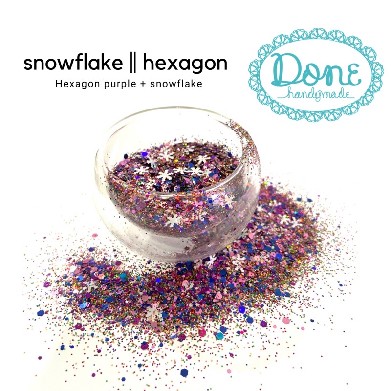 Snowflake glitter hexagon glitter aksesoris kuku nail art make up UNGU