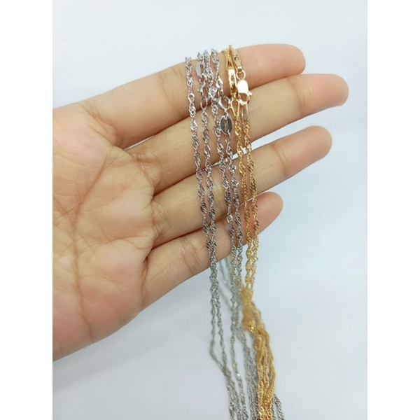 kalung borsalino + liontin solitaire mp/ kalung perak asli silver 925 lapis emas / kalung fashion