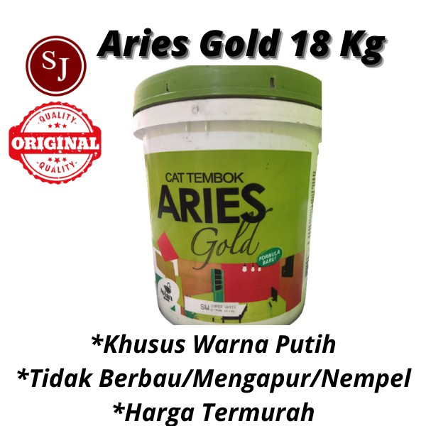 Cat Tembok Interior 18 kg Aries Gold Putih Super White / Cat Tembok Kiloan 18kg termurah  ( Cargo )