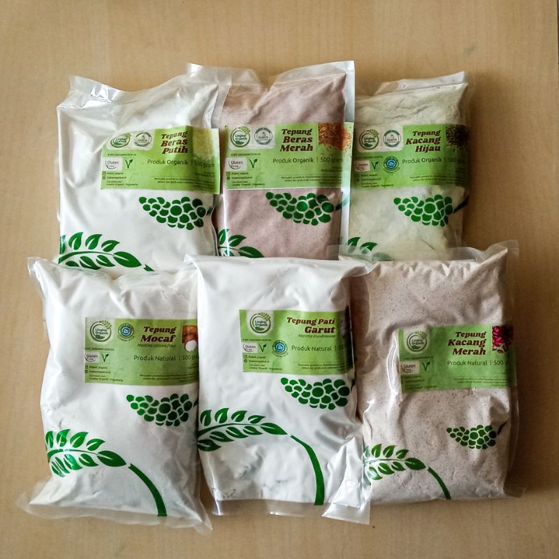 

Tepung Lingkar Organik 500g (Pati Garut/ Mocaf/ Beras Merah/ Kacang Hijau, dll)