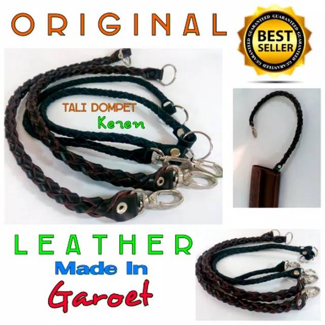 Tali dompet pria anyaman kulit asli garut / rantai kulit dompet ac-01