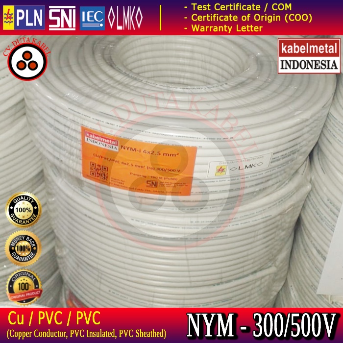 Kabel NYM 4x2,5 mm mm2 @ 100 m KABEL METAL (KAMI) /4 x 2,5 mm mm2/4x2.5 mm mm2/4 x 2.5 mm