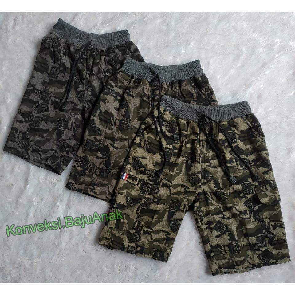 Celana Pendek Anak Laki laki Chinos Motif Tentara / TNI / Abri / Doreng umur 6 7 8 9 10 11 12 tahun