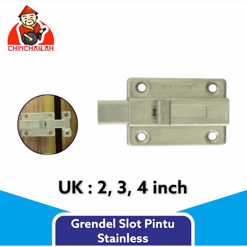 Grendel Slot Pintu Kamar Mandi / Grendel Kotak stainless tebal