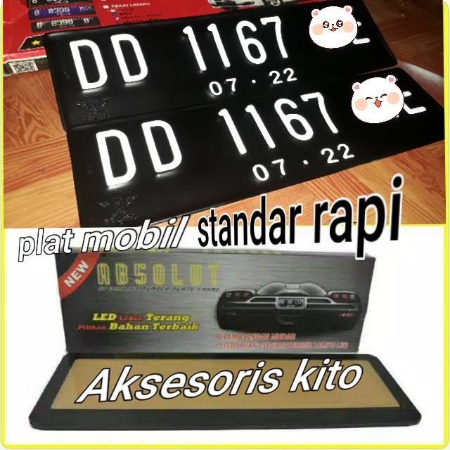 Bingkai + plat  nomor mobil standar samsat