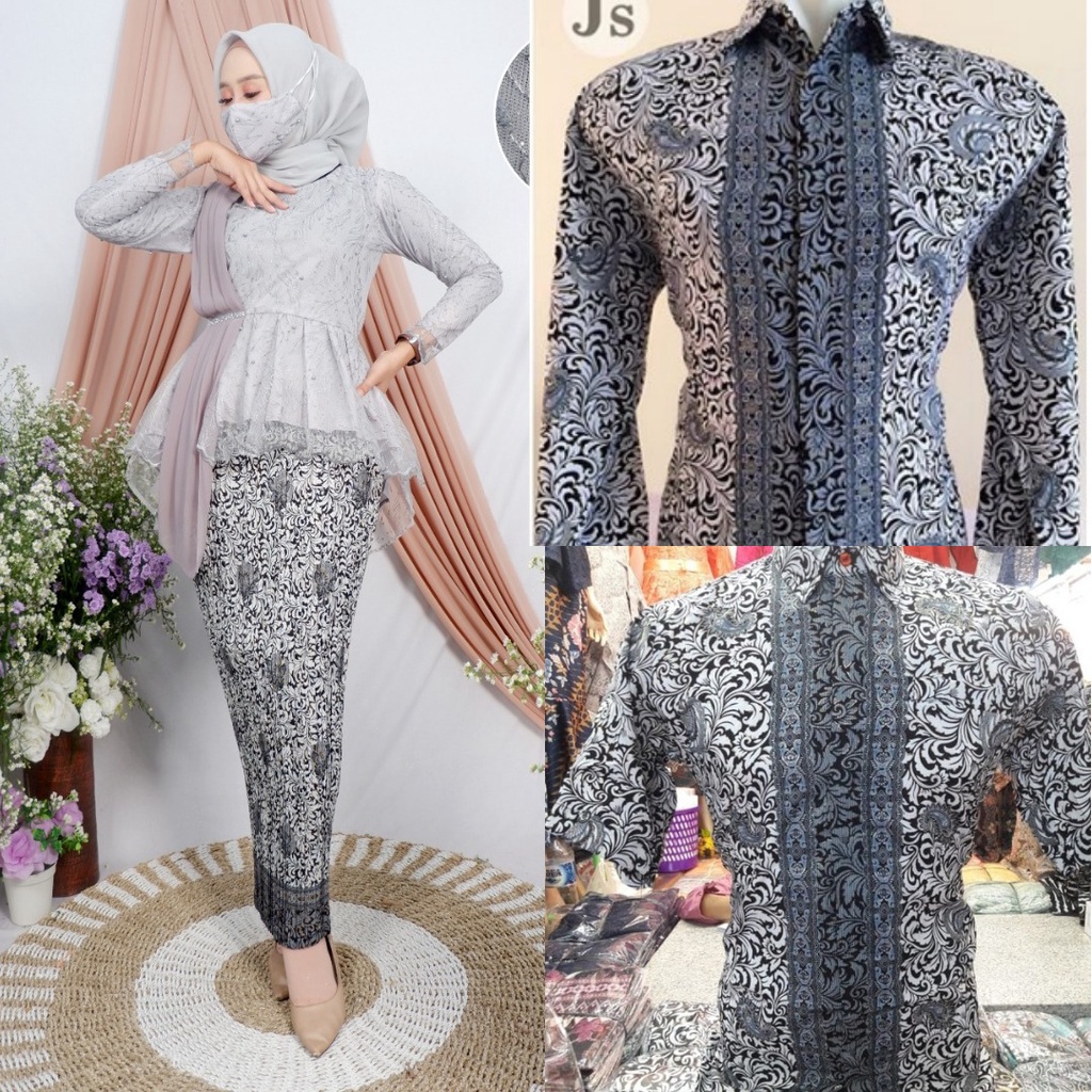 Couple Kebaya Tulle Aurora Selendang Dan Kemeja