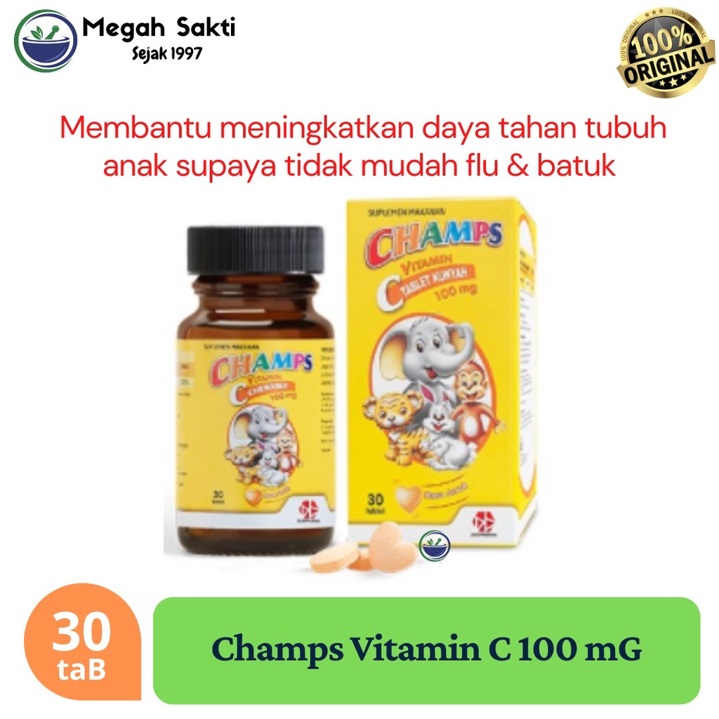 Champs Vitamin C 100 mG - Tablet Kunyah Vitamin C anak anak 30s