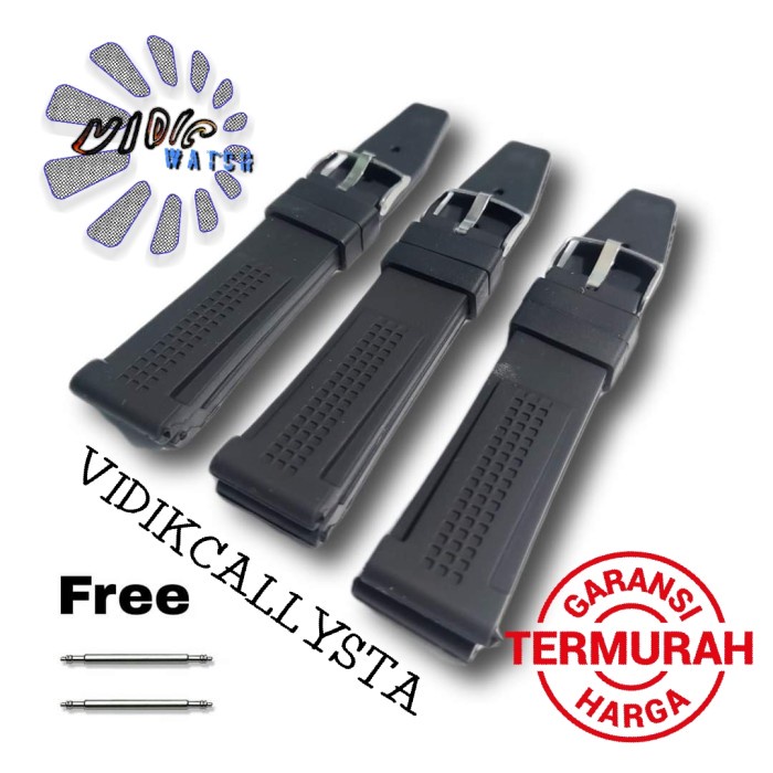 STRAP TALI JAM TANGAN KARET RUBBER PREMIUM 22MM HITAM 22 MM FREE PEN GRATIS