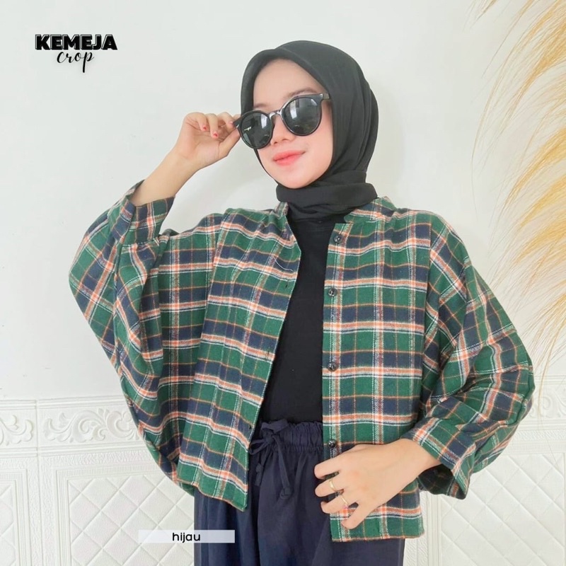 KEMEJA CROP FLANEL MURAH MODEL BATWING