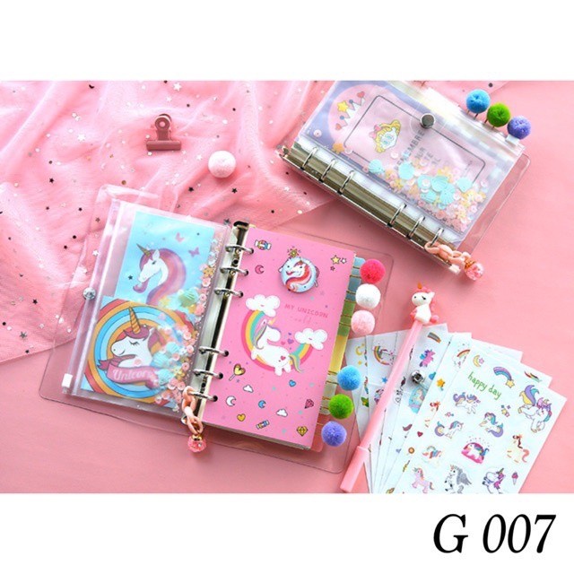 

(TERLARIS) G007 | 1 SET DIARY + PEN UNICORN + PAPER CLIP + STICKER + DIY | 13 in - PINK UNICORN