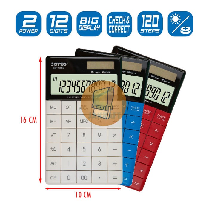 

Kalkulator Calculator 12 Digit Check Correct Dual Power JOYKO CC-48CO Murah