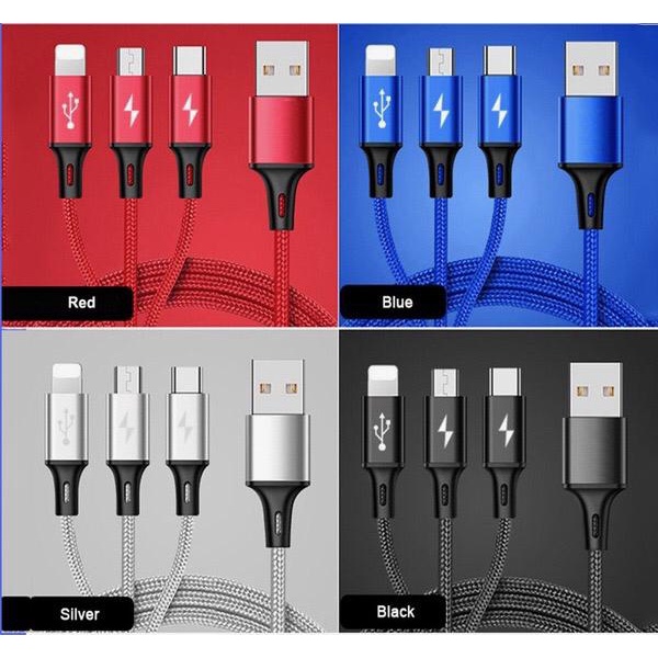 Kabel Data Charger Ocean Blue OB-15 Cable USB Micro Type C Lightning 3in1 Aksesoris Handphone HP OCEANMART OCEAN MART Murah Grosir