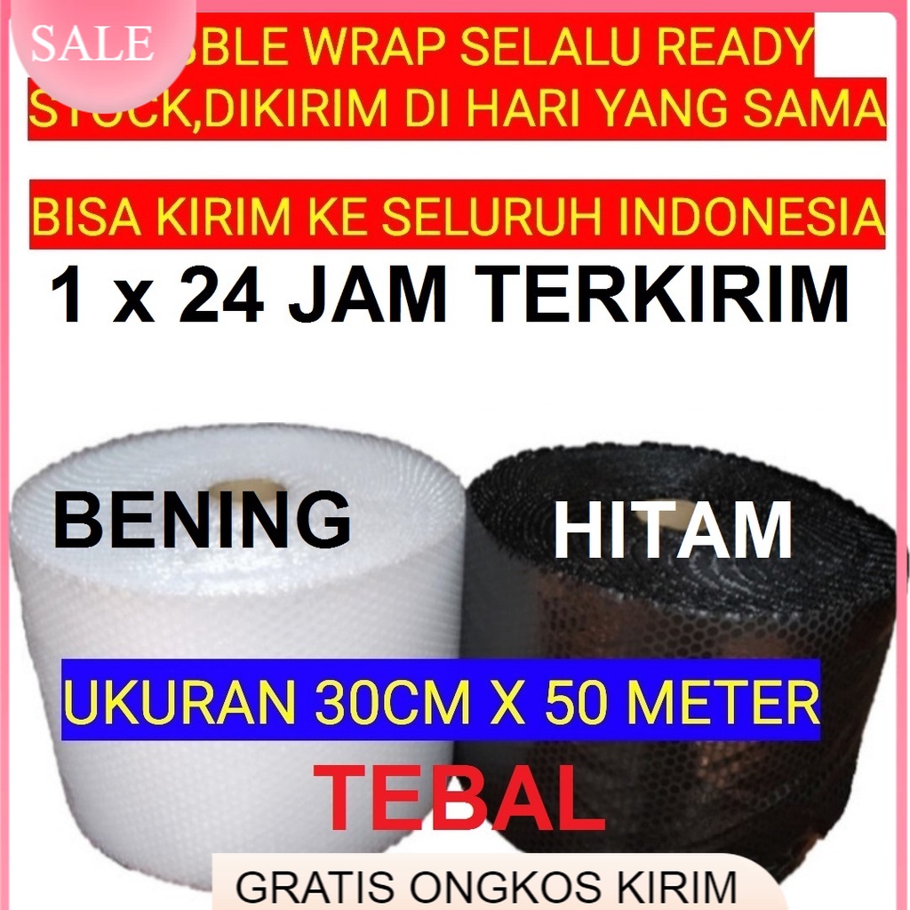 

Bubble Wrap 30 cm x 50 Meter Murah Tebal Hitam Bening