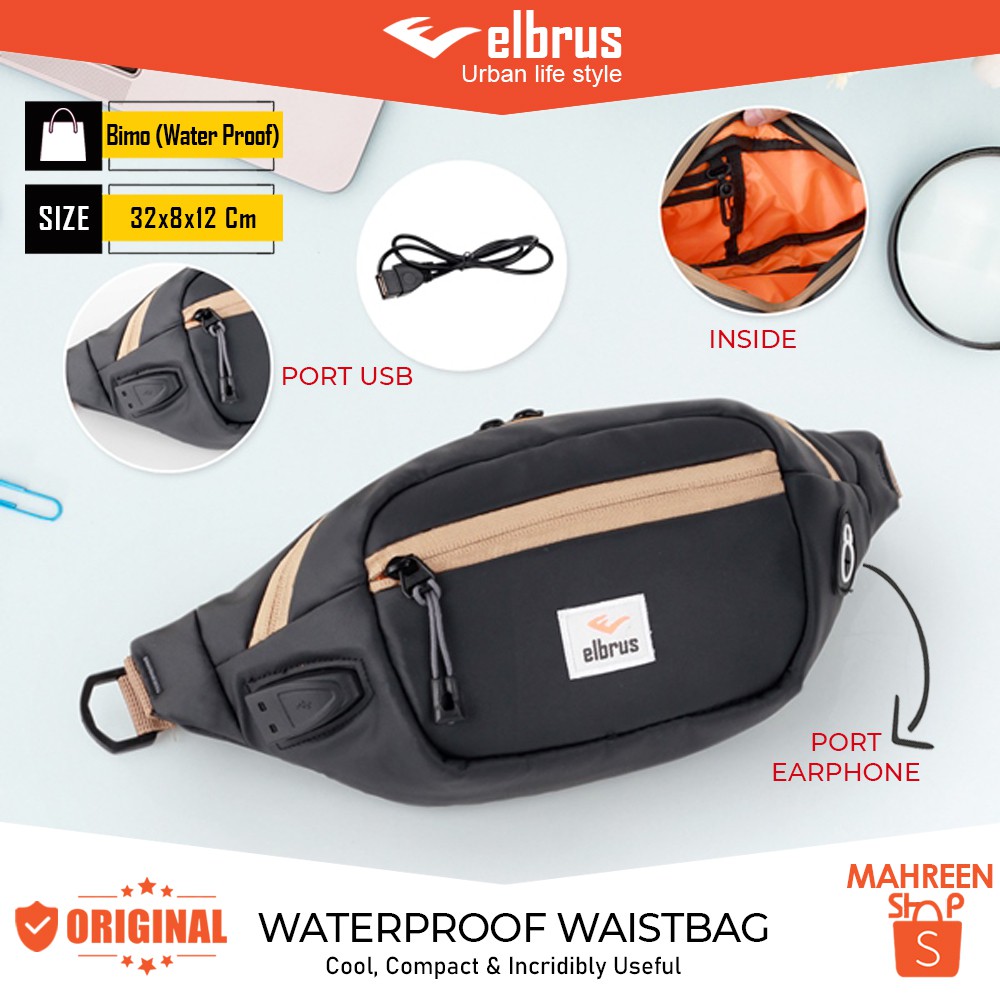 ELBRUS - Tas Waistbag Pria Tas Selempang Pria Waterproof Anti Air