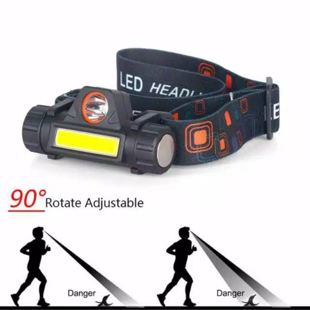 【Bisa COD】 HeadLamp &amp; Lampu LED COB Cas Waterproof ~ 2 Modes ~ Senter Kepala Anti Air Charge