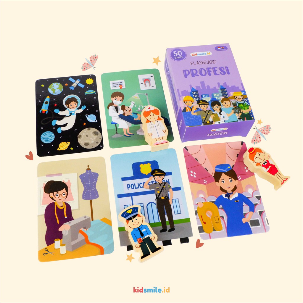 Flash Card Kidsmile PROFESI Flashcard Anak Mainan Edukasi Anak Flash Card Anak Flashcard Kidsmile