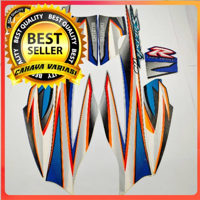 striping suzuki smash 110 r 2005 2006 silver biru body standar