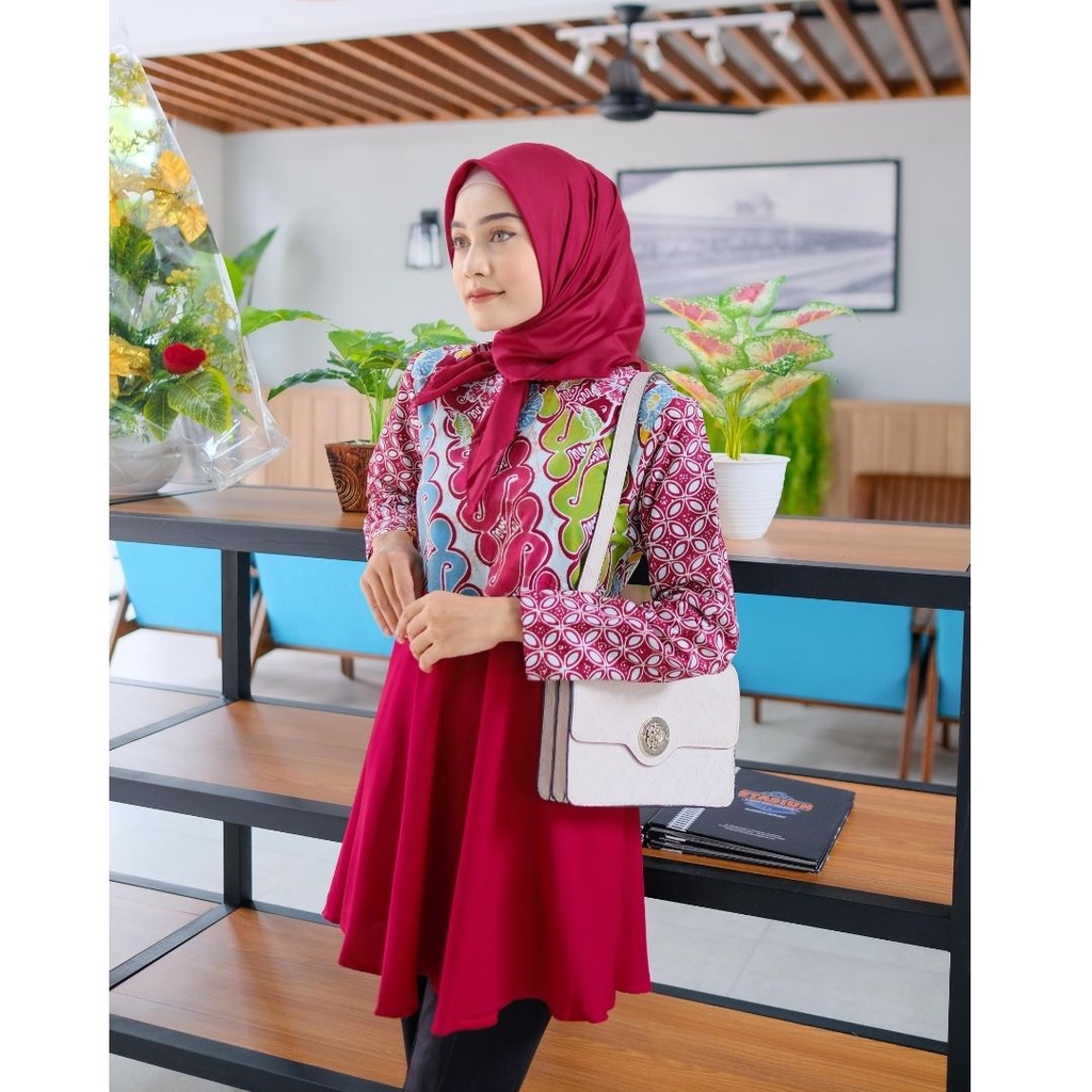 Audry Batik - Adelia I Blouse Katun Cap Premium Kerja Kantor Wanita Modern Murah Atasan-3