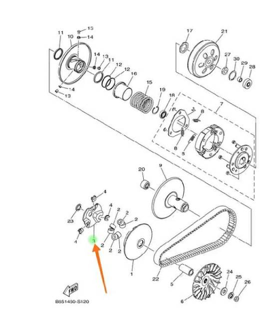 CAM TUTUP RUMAH ROLLER ROLER CVT NMAX N MAX AEROX 155 LEXI ORIGINAL YGP 2DP-E7623-00