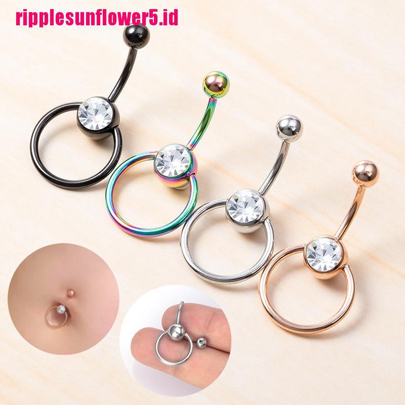 # Kaos T-Shirt Wanita Lengan Pendek Motif Print #Anting Tindik Perut / Pusar Bahan Stainless Steel Dengan Kristal Untuk Wanita