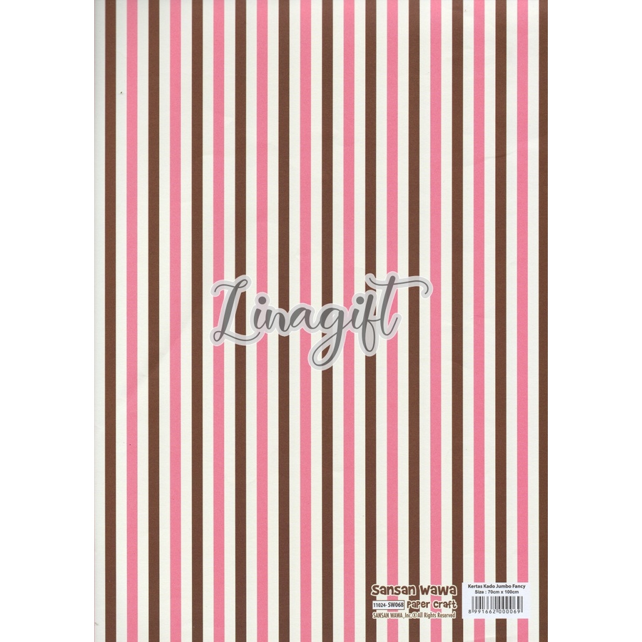 ( 5 Lembar ) JUMBO SALUR - KERTAS KADO SANWA - GIFT WRAP PAPER KOTAK KOTAK KECIL MINI SEDANG PINK BLUE VINTAGE HORIZONTAL STRIPES LINES GARIS BIRU PINK TOSCA HITAM PUTIH