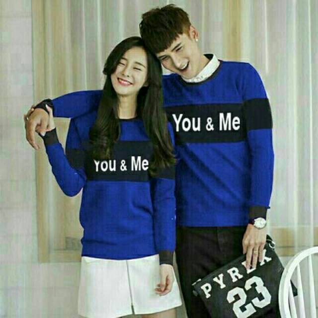 Couple you & me blue baju pasangan yumi biru spandeks lengan panjang pekanbaru