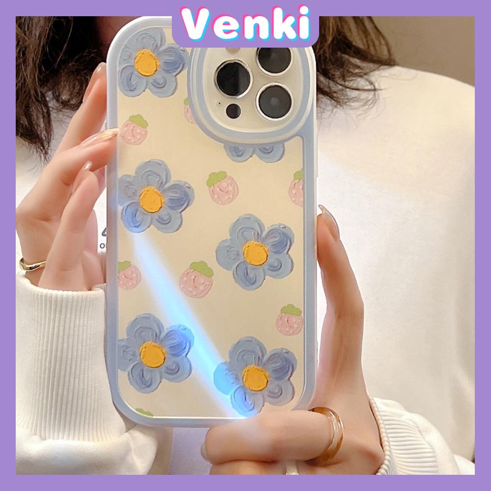 iPhone Case Silicone Soft Case Clear Case Thickened Airbag Shockproof Camera Full Coverage Protection Blue Flowers Cute For iPhone 13 Pro Max iPhone 12 Pro Max iPhone 11 7 Plus