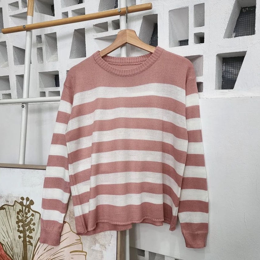 Adera Blasterr Sweater Rajut Atasan Wanita Warna Soft Gaya Kekinian