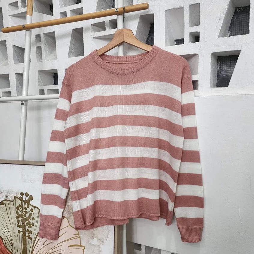 Adera Blasterr Sweater Rajut Atasan Wanita Warna Soft Gaya Kekinian