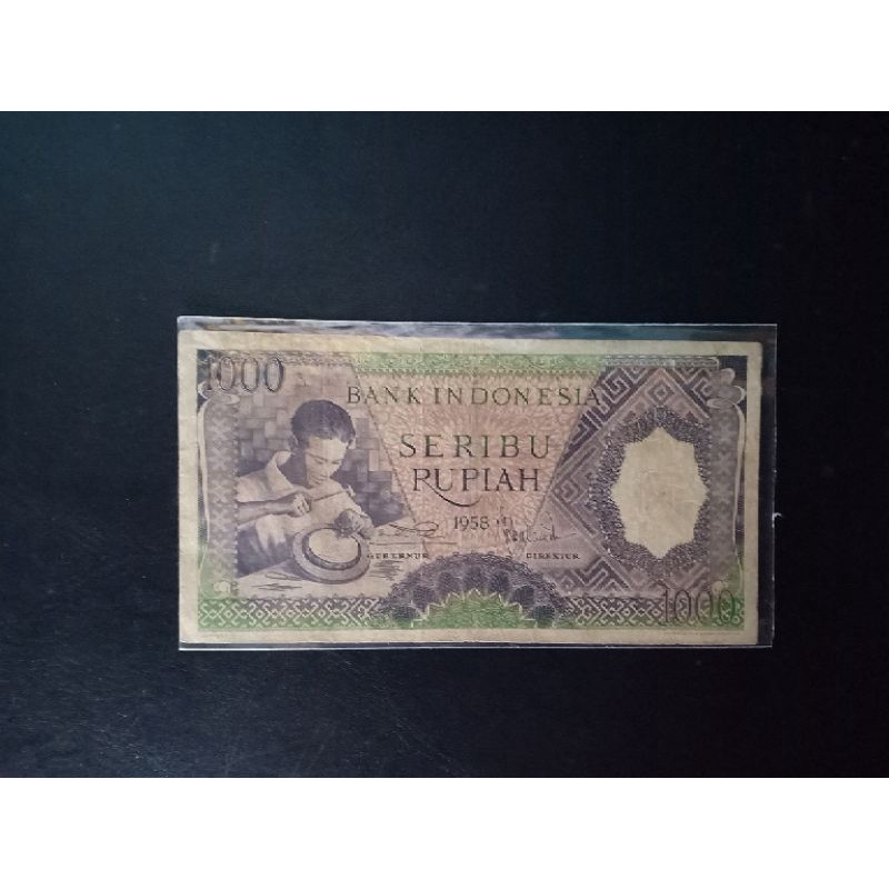 Uang Kuno 1000 Rupiah Pekerja 1958 Grade Vf